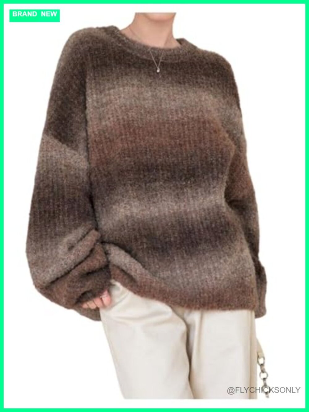Women's Vintage Pullover Sweater Crew Neck Knitted Oversized Winter Top
